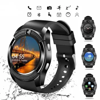 V8 Спорт водоустойчив смарт часовници на Мъже, Жени Bluetooth музика часовник ръчен часовник камера / SIM-карти слот за Android и IOS PK DZ09