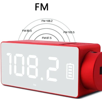 Прожекционен Alarm Clock Bluetooth-Високоговорител С Безжична Зареждане Сам Мелодия,Повторение На Един Клик,Говорител На Повикване Bluetooth,Fm-Радио Au