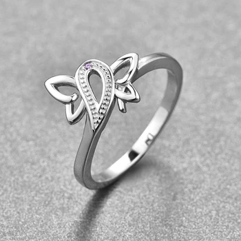 JQUEEN Real Pure 925 чисто сребро пръстен пеперуда нов стил през цялата лилаво годежни пръстени Ring кубичен цирконий с високо качество подарък