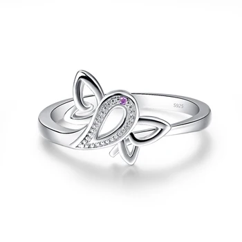 JQUEEN Real Pure 925 чисто сребро пръстен пеперуда нов стил през цялата лилаво годежни пръстени Ring кубичен цирконий с високо качество подарък