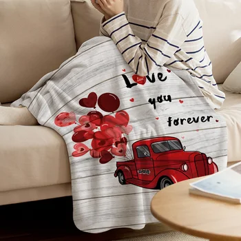 Любовта балон червен камион хвърли едно одеяло разтегателен диван хвърли едно одеяло дете възрастен топло одеяло за легла от Коралови руното плат