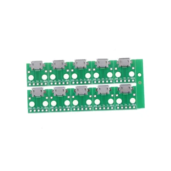10шт 11 X 10 X 5 mm Mini Micro USB to DIP Adapter Connector Module Board Panel женски 5-пинов Pinboard Micro USB ПХБ Type Parts