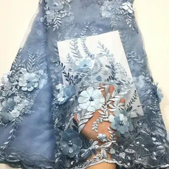3D Цвете лейси вышивальная плат, последните нигерийски дантелени тъкани 2019, луксозна лейси плат сиреневое дантела за сватбени рокли M29903