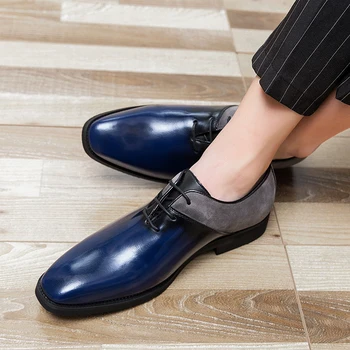Популярната Официална Обувки За Мъже Марка Man Oxford Pu Кожа За Обувки Черна Мъжка Мода Ежедневни Обувки Стягам Бизнес Рокля Shoe Man