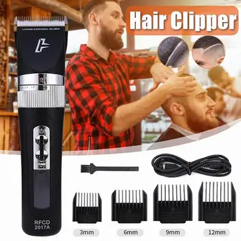 Професионална машина за рязане на коса за мъже Акумулаторна батерия комплект за грижа за косата LCD дисплей с 4 пътеки пити титановое керамично острие за коса