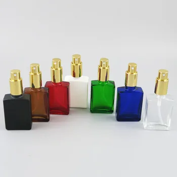 500 X многократно използване портативен e liquid парфюм стъклени квадратни опаковки с алуминиеви Златен Сребърен черен спрей 30 мл на 1 унция