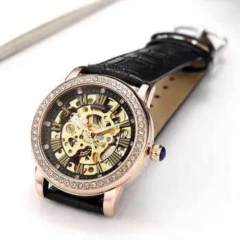 Модни дамски механични часовници разкошен златен скелет автоматично ръчен часовник самостоятелно ликвидация дамски часовници подаръци relogio feminino