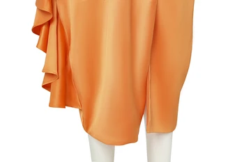 Оранжеви еластичен сатен абитуриентски рокли чай дължина на черупката на V образно деколте къдри арабските жени официална Празнична дрехи с пайети и дантели Apliques