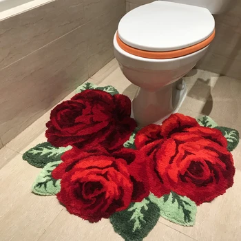 Високо качество на 3D розов килим за баня, килим за баня и всекидневна килим розова роза килим цветни килими хавлиени подложки против хлъзгане