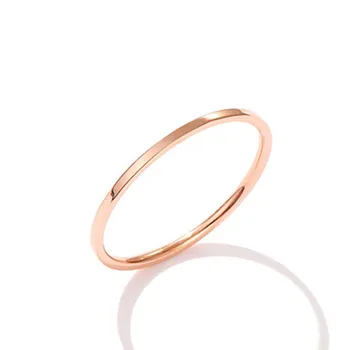 1 мм, промоция Титановая стомана розово злато в 3 цвята анти-алергични гладка двойка годежен пръстен Жена Мъж мода бижута KK004-2