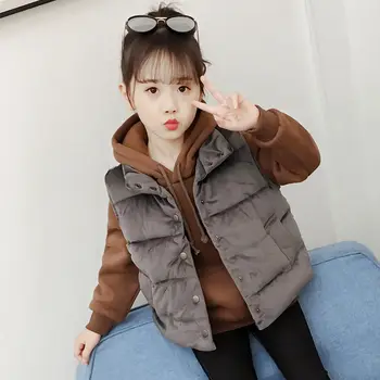 Жилетка за момичета 2020 зима Нов детски корейски есенно-зимна жилетка за момичета в западен стил дебел хлопчатобумажный жилетки, връхни дрехи