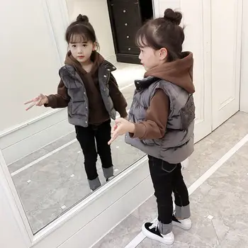 Жилетка за момичета 2020 зима Нов детски корейски есенно-зимна жилетка за момичета в западен стил дебел хлопчатобумажный жилетки, връхни дрехи