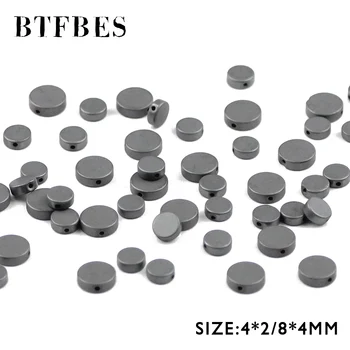 BTFBES матово черно хематит монети, мъниста от естествен камък, магнетит 6/8 мм плоска кръгла втулка свободни мъниста производство на бижута направи си САМ гривна