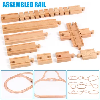 Дървен влак песен аксесоари жп линията съвместима с дървени влакчета, дървени песни железопътни играчки за деца BM88