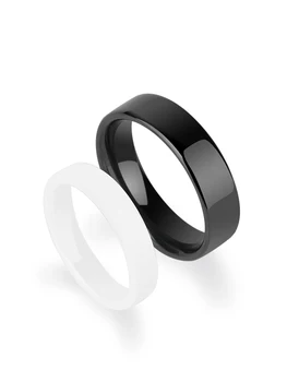 2019 модни черни/бели два цвята Hi-керамични пръстени двойки за сватба/годеж плосък покрив доказателство драскотини размер 4-11
