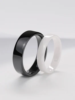 2019 модни черни/бели два цвята Hi-керамични пръстени двойки за сватба/годеж плосък покрив доказателство драскотини размер 4-11
