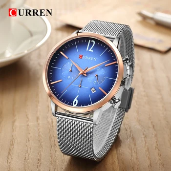 CURREN Luxury Brand Мъжки спортни часовници Мъжки кварцов водоустойчив ръчен часовник от неръждаема стомана relogio masculino Clock