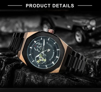 Победителят от Royal Automatic Watch мъже класически бизнес скелет златен часовник каишка от неръждаема стомана ръчен часовник светещи ръчни часовници