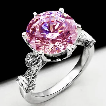 Кралицата на Короната пръстен 925 сребро розово AAAAA Циркон cz годежен пръстен пръстени за жени, мъже изявление на партията бижута