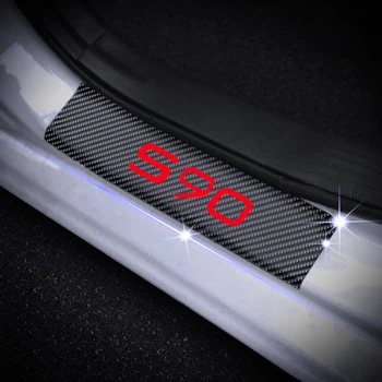 Авто праг Добре дошли педала на етикети за VOLVO S90 праг на вратата табела на прага на тампон 4D въглеродни влакна Vinyl стикер 4шт