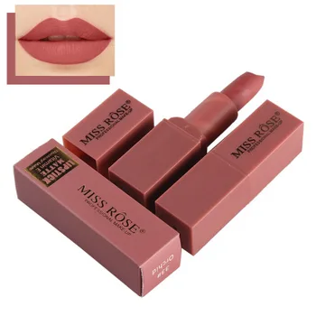 Нови Лабиален Червилото За Жени Секси Brand Устни Color Cosmetics Waterproof Long Lasting Miss Rose Гол Lipstick Matte Color Makeup