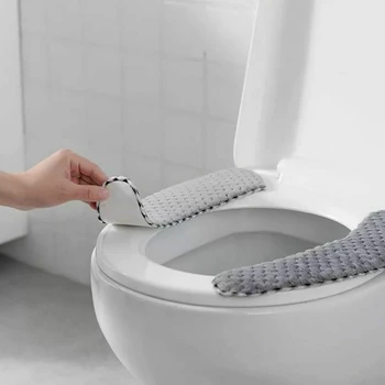 Наскоро плюшени етикети възглавници на седалката на тоалетната чиния утолщают капака подложки миещи етикети баня, топъл VA88