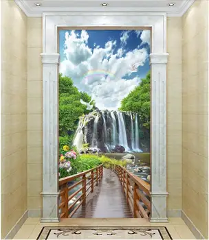 3d фото тапети по поръчка стенописи мост течаща вода, водопад природни пейзажи верандата озеленяване на дома тапети за стени d 3