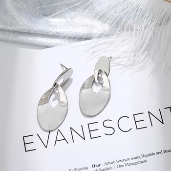 Модерни геометрични извити овални висящи обеци за жени Изявление Fashion Jewelry Boucle D ' oreille Femme 2020 Brincos Oorbellen