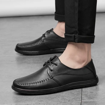 Класически удобни стягам oxfords мъжки Ежедневни обувки от естествена кожа, мъжки апартаменти ръчно изработени горещи продажба на шофиране обувки, мокасини