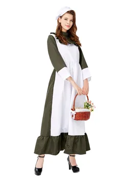 Европейски и американски тъмно зелен костюм прислужница ферма жени Хелоуин главен готвач cosplay униформи Октоберфест сервитьор костюмиран