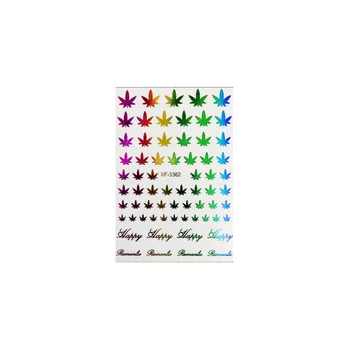 12 бр./компл. кленов лист с цветни стикери за нокти Happy ENGLISH-Letter Гол SHEETS светлоотразителни декорации за нокти Dazzle 3D стикери XF3362