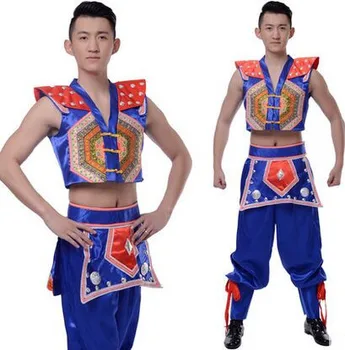 Yi national dance costumes for men национален костюм за мъже синя национален танцов