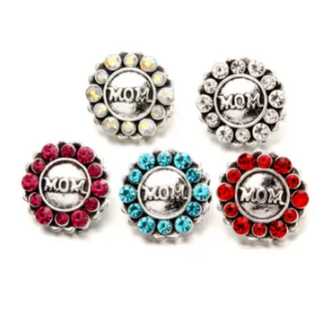 5 Цвят кристал цвете Snap Button с метални мама Snap Button Чар Fit DIY 18 мм Snap Button гривна & колие бижута 10 бр.