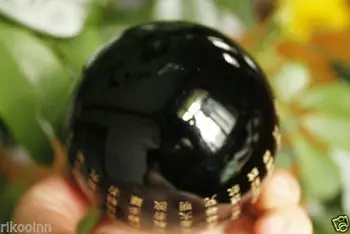 80 мм черен обсидиан Кристалното сърце сутра за съвършенство на обхвата на мъдростта топката