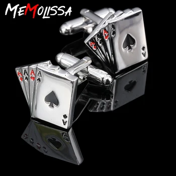 MeMolissa 3 двойки топла риза родословни обици за мъже подарък марка маншет бутон покер родословни високо качество abotoaduras подаръци за мъже
