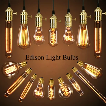 Отделните глави на американски стари висящи лампи Мед притежателя крушка от Едисон промишлени електрически крушки лампа E27 90-260 100 см тъкани тел
