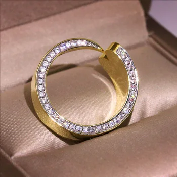 Класически Златен планински кристал годежен пръстен за младоженци годежен пръстен Crystal ring коктейл бижута Рожден Ден, подарък за Юбилей