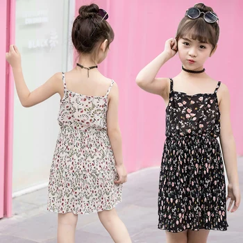 Момичета стягане на рокля Лятна рокля 2018 нов за 2-8 години baby girls print dress малка ежедневни облекла Детски рокли на принцеса