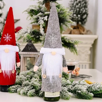 Коледна Капачка На Бутилка Вино Щастливи Коледни Украси За Дома 2020 Коледна Украса Коледен Маса Декор Xams Подаръци