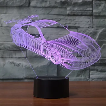 Бърз спортен автомобил 3D LED RGB Night Light 7 промяна на цвета на настолна лампа фигурки 2909 деца в къщи коледни играчки