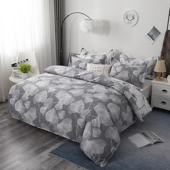 Сив лист минималистичен стил комплект постелки и спално бельо, пухени калъфка за възглавница одеяло комплекти, легла, спално бельо Queen King 2/3шт