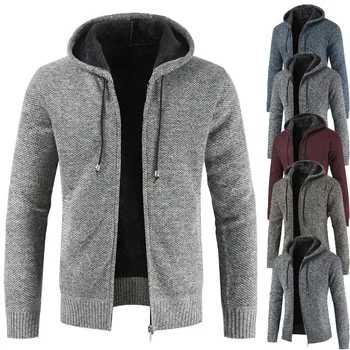 Мъжки зимни чисто жилетка с качулка пуловер и нова купчина с дебело палто