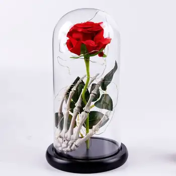 Красавицата и звяра Роза със стъклен капак на лампата момиче рожден ден на Валентин, Ден на майката подаръци дървена рамка стъкло Вечно цвете