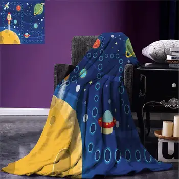 Kids Activity Хвърли цветна космическа тема дъска за практикуване на межпланетными пътуване надпревара в космоса топло одеяло от микрофибър