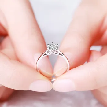 Buyee годежен пръстен жени 0.5 Ct CZ S925 сребро класически пръстен за жената сватба сватбени бижута