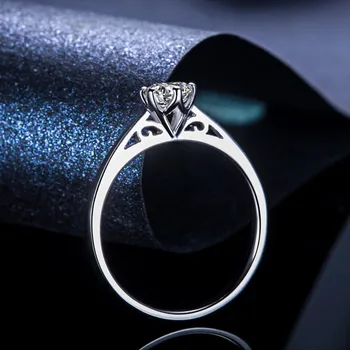 Buyee годежен пръстен жени 0.5 Ct CZ S925 сребро класически пръстен за жената сватба сватбени бижута