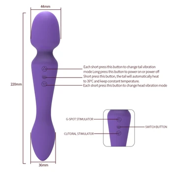 AV Stick вибратор от секс играчки 2 Моторни магическа пръчка масажор за жени интелигентно отопление G Spot клитор стимулатор секс играчки за жени