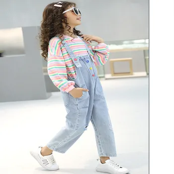 2020 пролет момичета нов стил на гащеризон корейски стил голям 6-14летние момичета с дупки дънки за момиче високо качество панталони