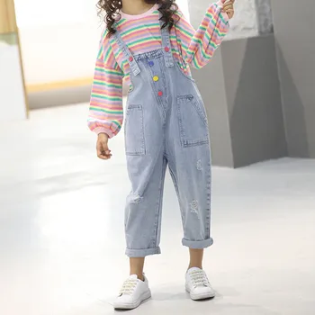 2020 пролет момичета нов стил на гащеризон корейски стил голям 6-14летние момичета с дупки дънки за момиче високо качество панталони