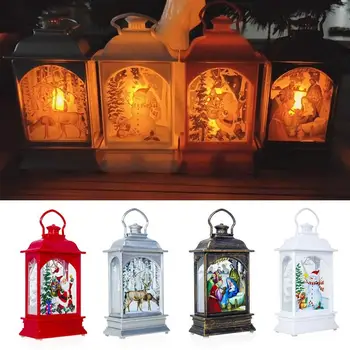 Пламъците На Светлината На Свещите Прозрачен Окачен Лампа Красив Коледен Творчески Снежен Човек Настолна Лампа Дядо Коледа